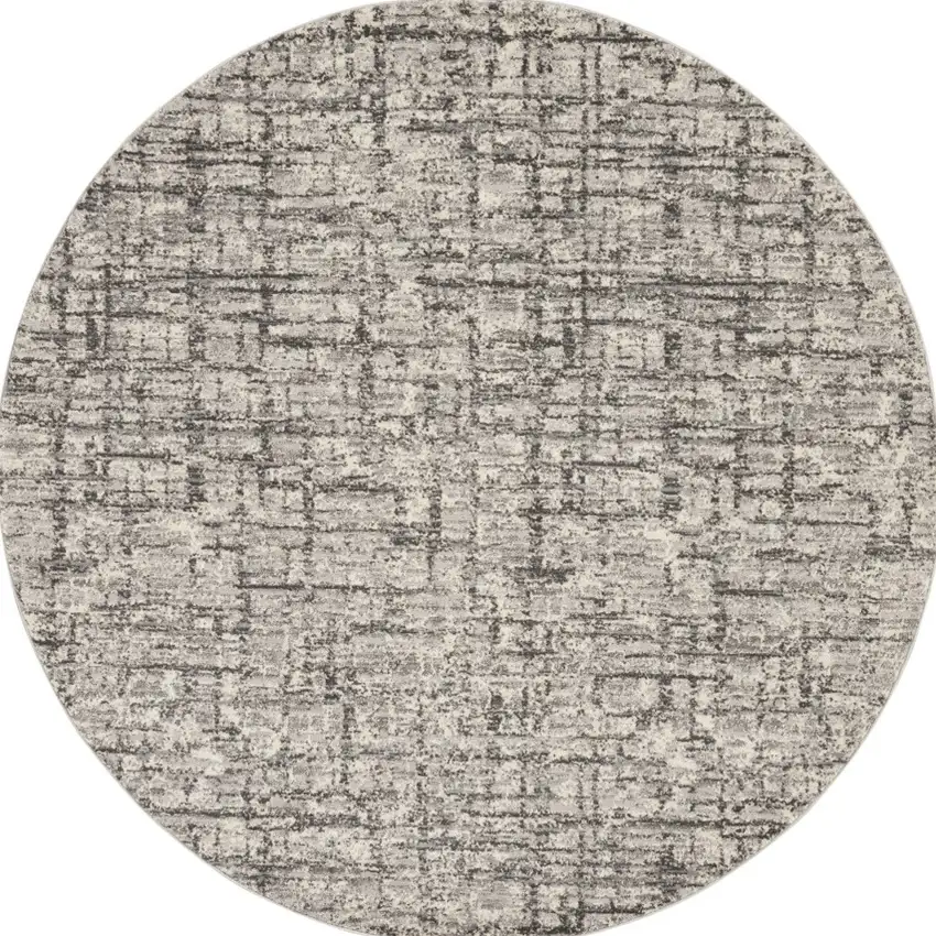 6' Gray Abstract Round Rug Photo 3
