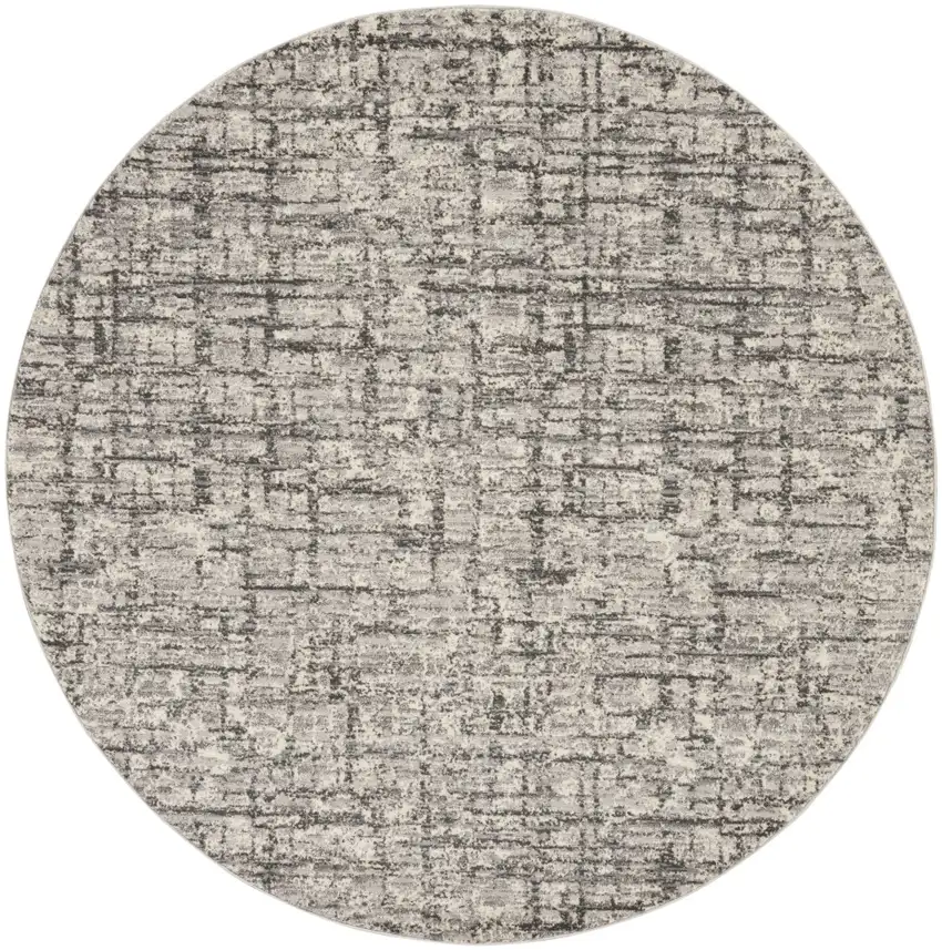 6' Gray Abstract Round Rug Photo 2