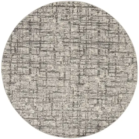 6' Gray Abstract Round Rug Photo 2
