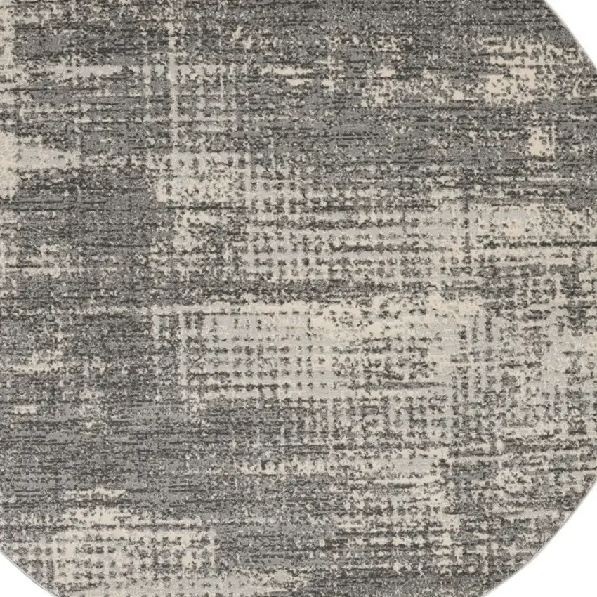 6' Gray Abstract Round Rug Photo 6