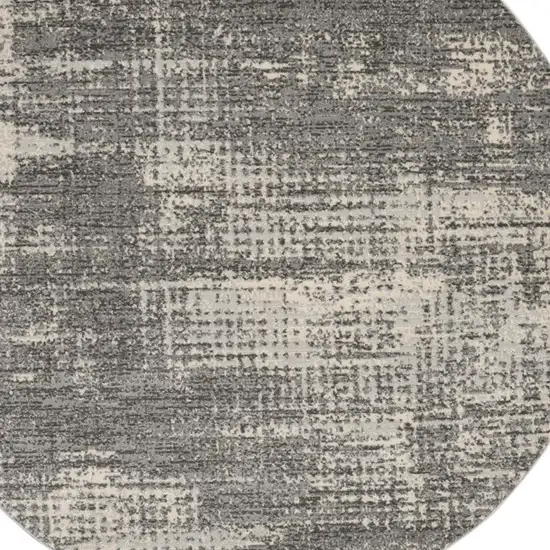 6' Gray Abstract Round Rug Photo 6