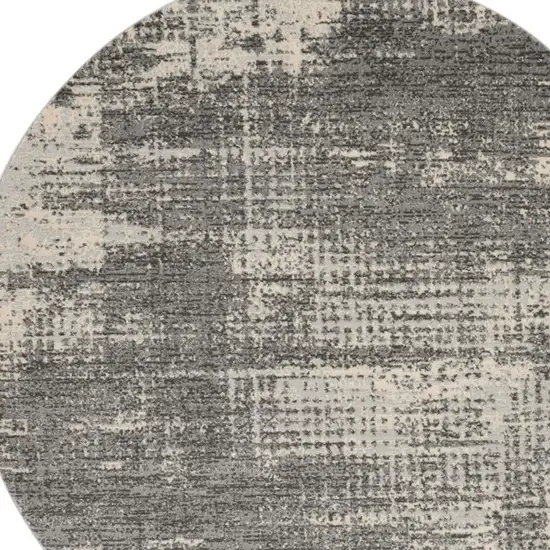 6' Gray Abstract Round Rug Photo 3