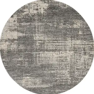 Photo of 6' Gray Abstract Round Rug