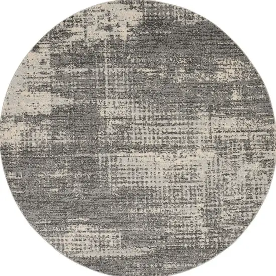 6' Gray Abstract Round Rug Photo 4