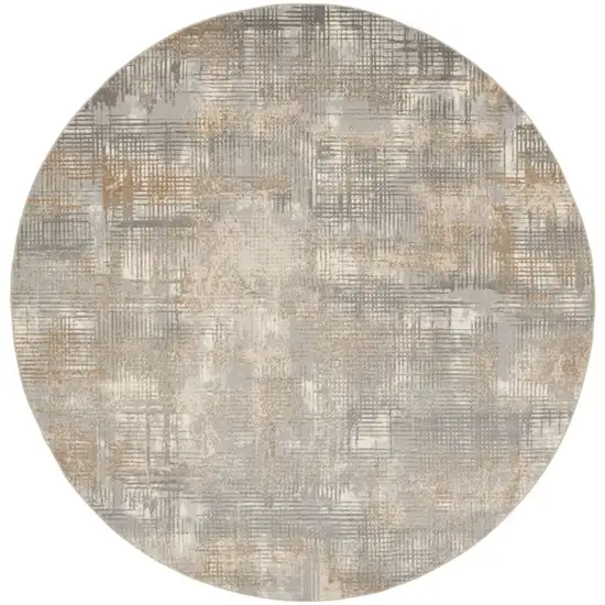 8' Gray Abstract Round Rug Photo 2