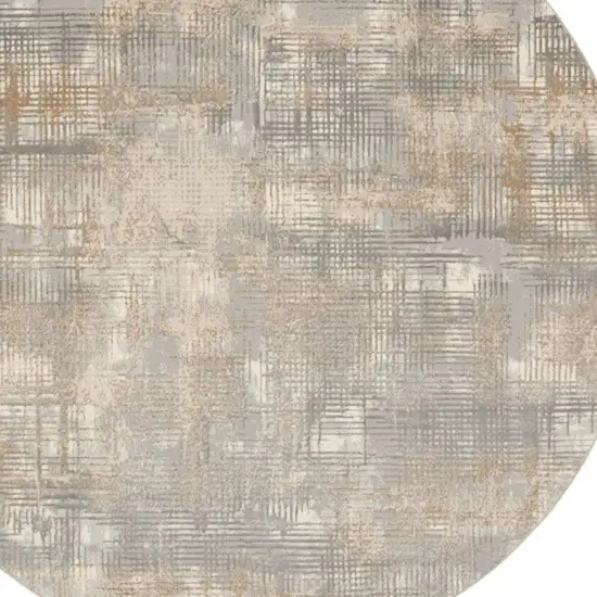 8' Gray Abstract Round Rug Photo 7