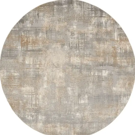 8' Gray Abstract Round Rug Photo 3