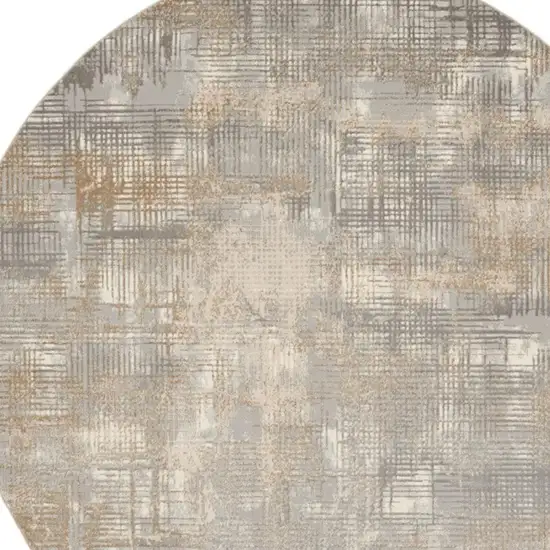8' Gray Abstract Round Rug Photo 4