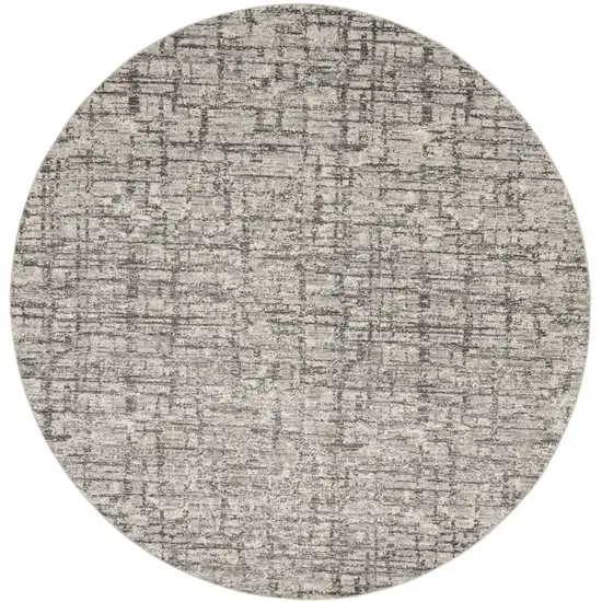 8' Gray Abstract Round Rug Photo 3
