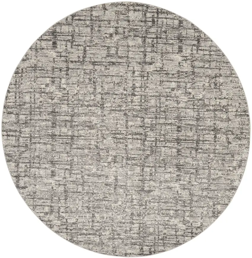 8' Gray Abstract Round Rug Photo 3