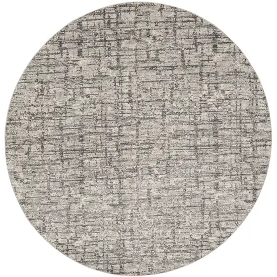 8' Gray Abstract Round Rug Photo 1