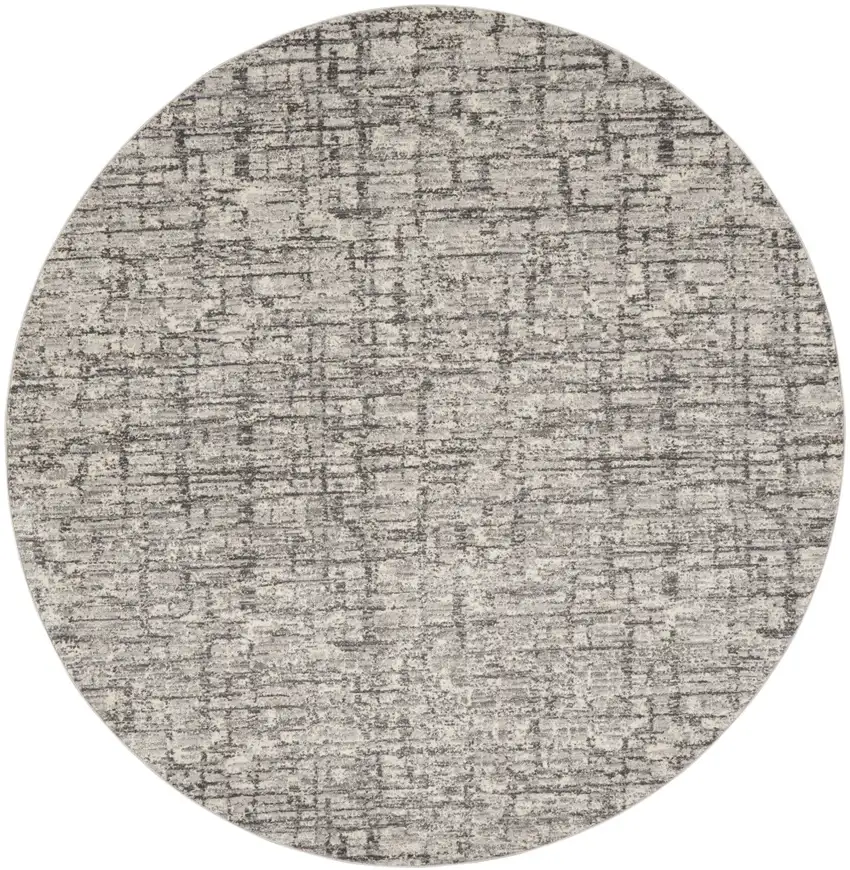 8' Gray Abstract Round Rug Photo 1