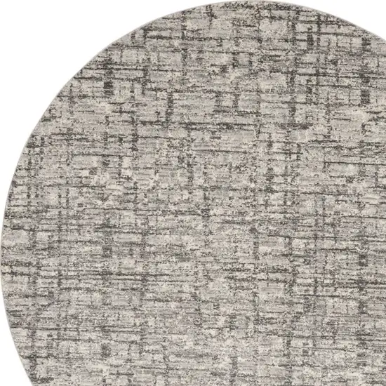 8' Gray Abstract Round Rug Photo 6