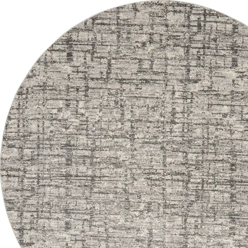 8' Gray Abstract Round Rug Photo 6