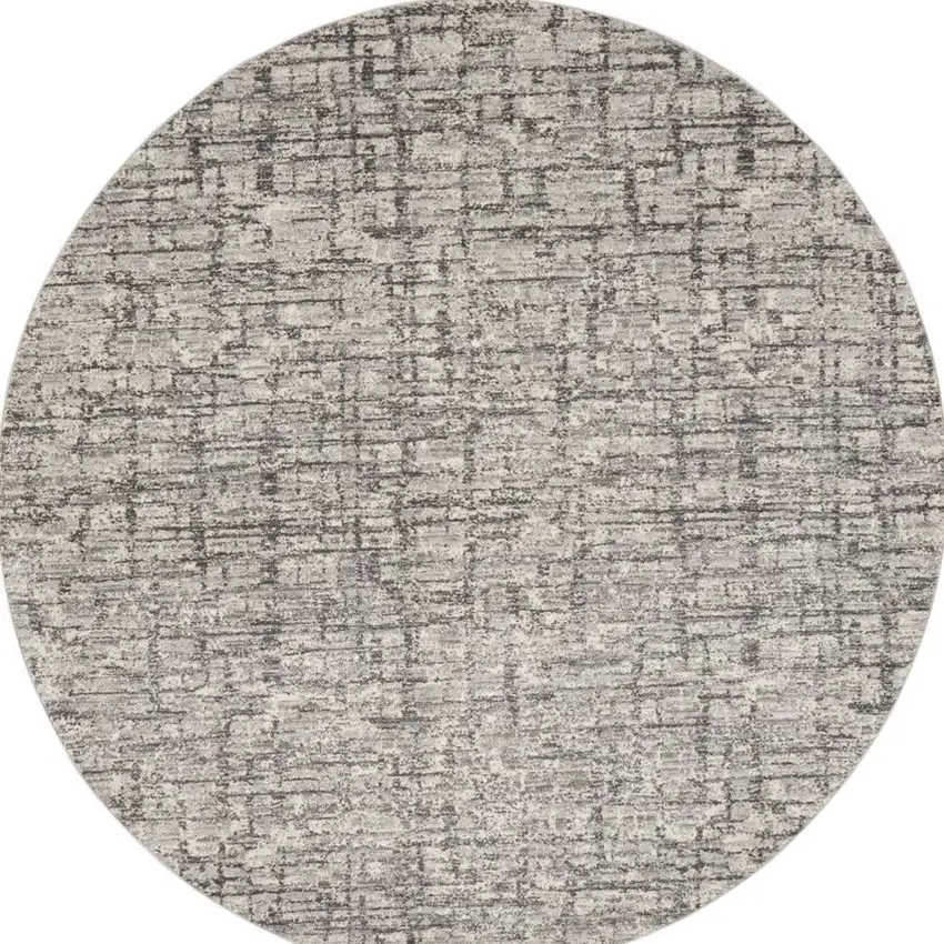 8' Gray Abstract Round Rug Photo 2