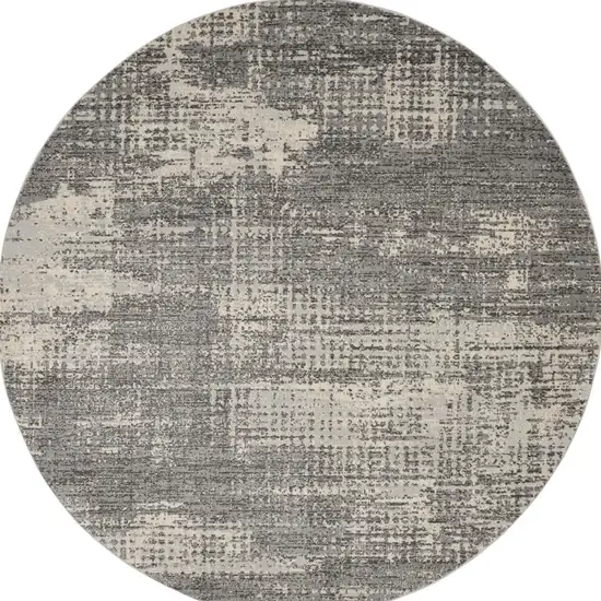 8' Gray Abstract Round Rug Photo 3