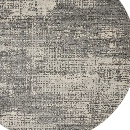 8' Gray Abstract Round Rug Photo 7