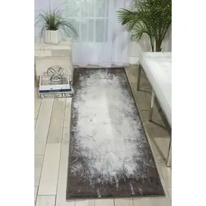 Photo of 8' Gray Abstract Runner Rug