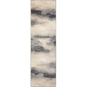 Photo of 10' Gray Abstract Runner Rug