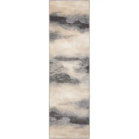 10' Gray Abstract Runner Rug Photo 2