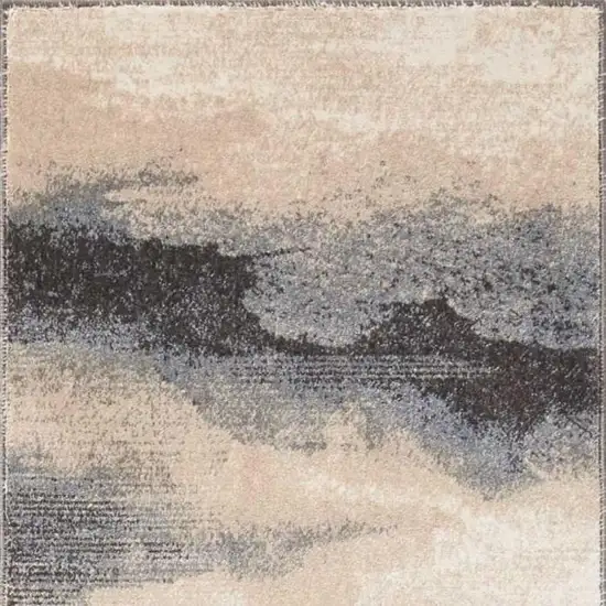 10' Gray Abstract Runner Rug Photo 4