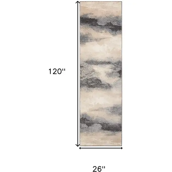 10' Gray Abstract Runner Rug Photo 7