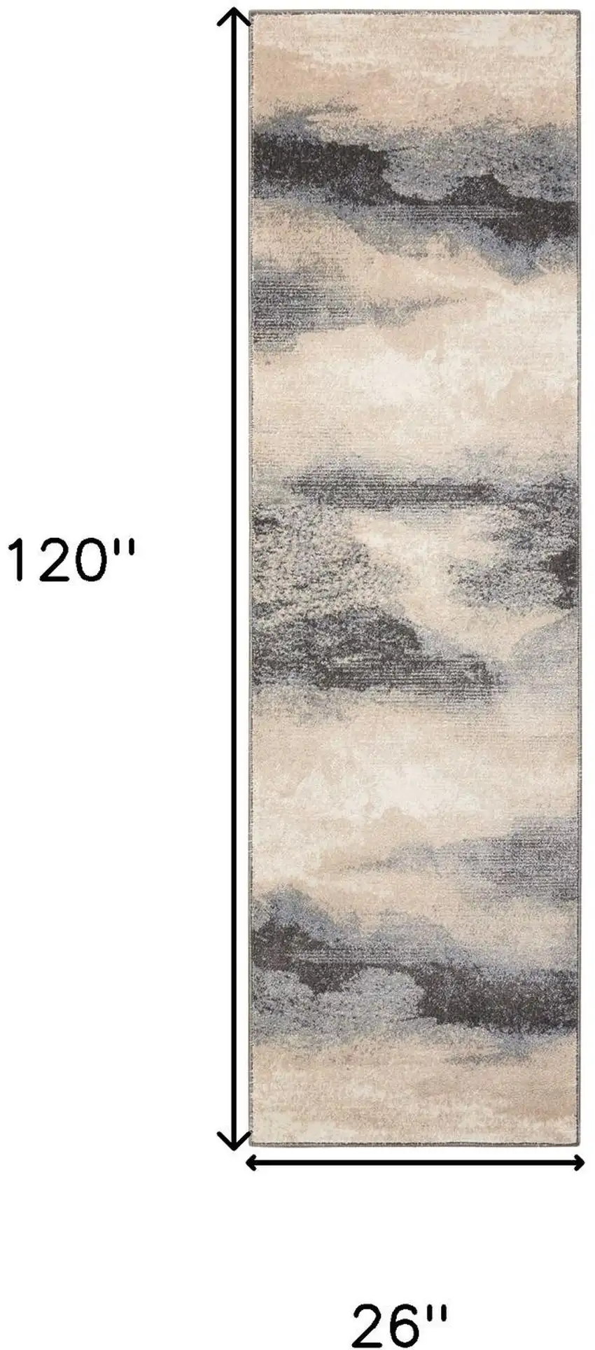 10' Gray Abstract Runner Rug Photo 7