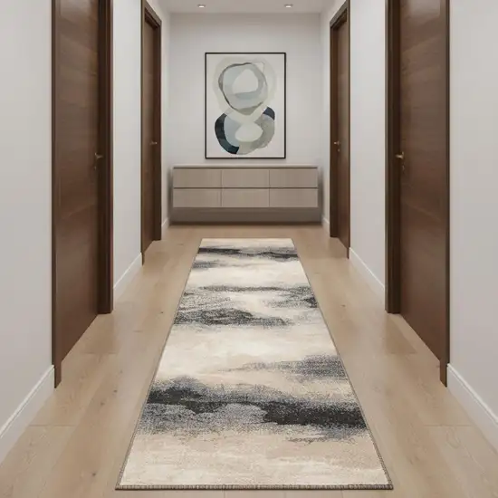 10' Gray Abstract Runner Rug Photo 1