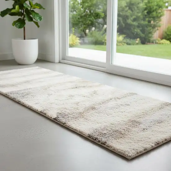 7' Gray Abstract Runner Rug Photo 1