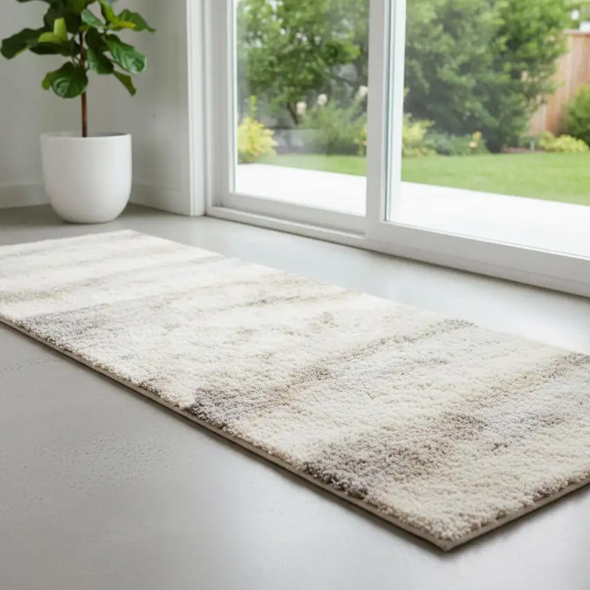 7' Gray Abstract Runner Rug Photo 1