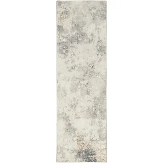 7' Gray Abstract Runner Rug Photo 6