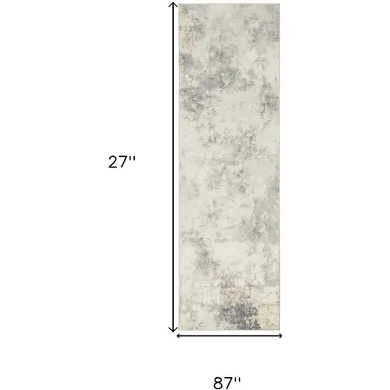 7' Gray Abstract Runner Rug Photo 3