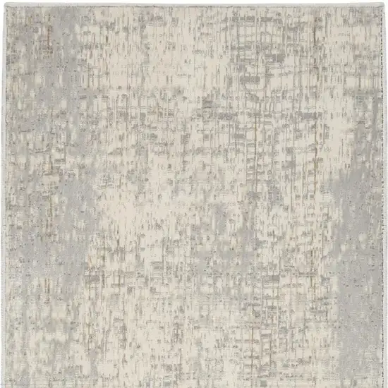 7' Gray Abstract Runner Rug Photo 4