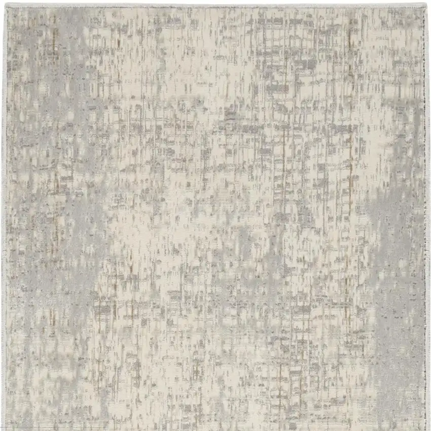 7' Gray Abstract Runner Rug Photo 4