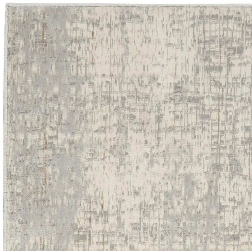 7' Gray Abstract Runner Rug Photo 4