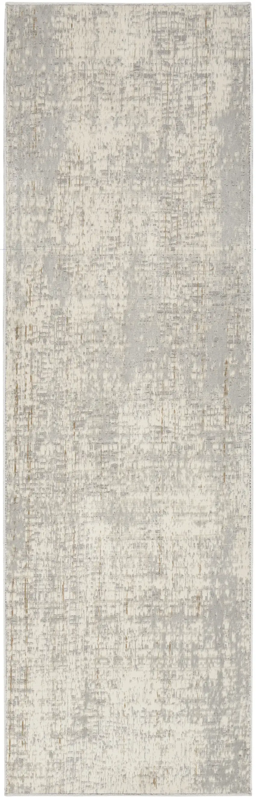 7' Gray Abstract Runner Rug Photo 2