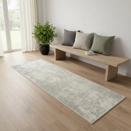 7' Gray Abstract Runner Rug Photo 1