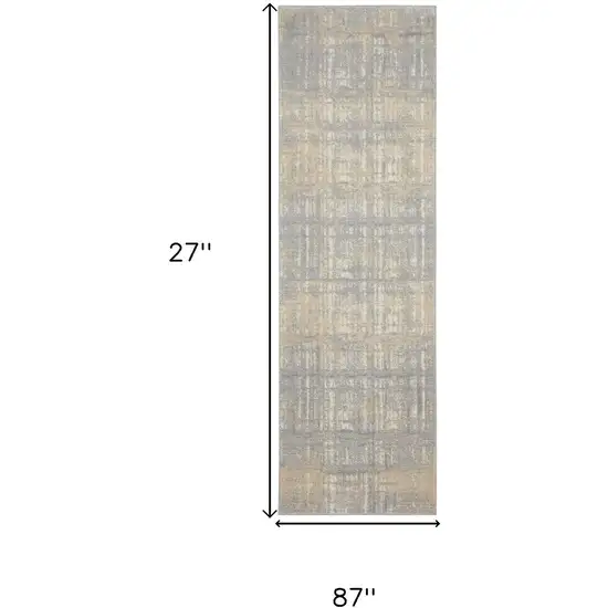 7' Gray Abstract Runner Rug Photo 3