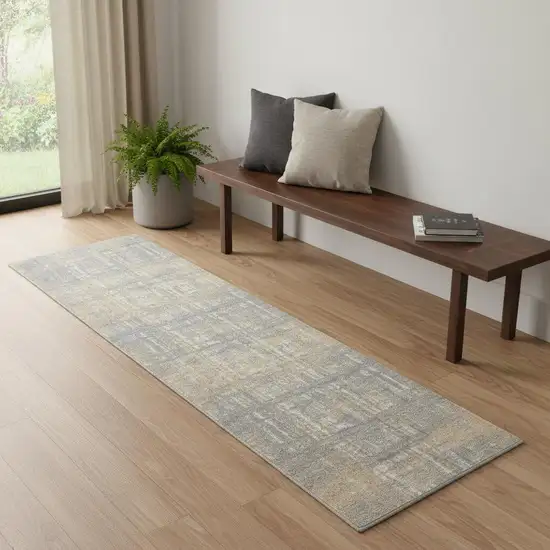 7' Gray Abstract Runner Rug Photo 1