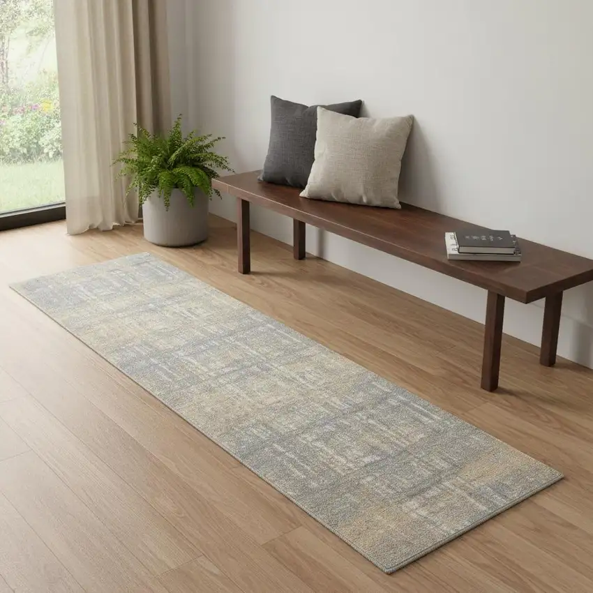 7' Gray Abstract Runner Rug Photo 1