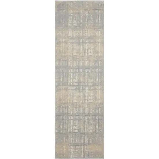 7' Gray Abstract Runner Rug Photo 7