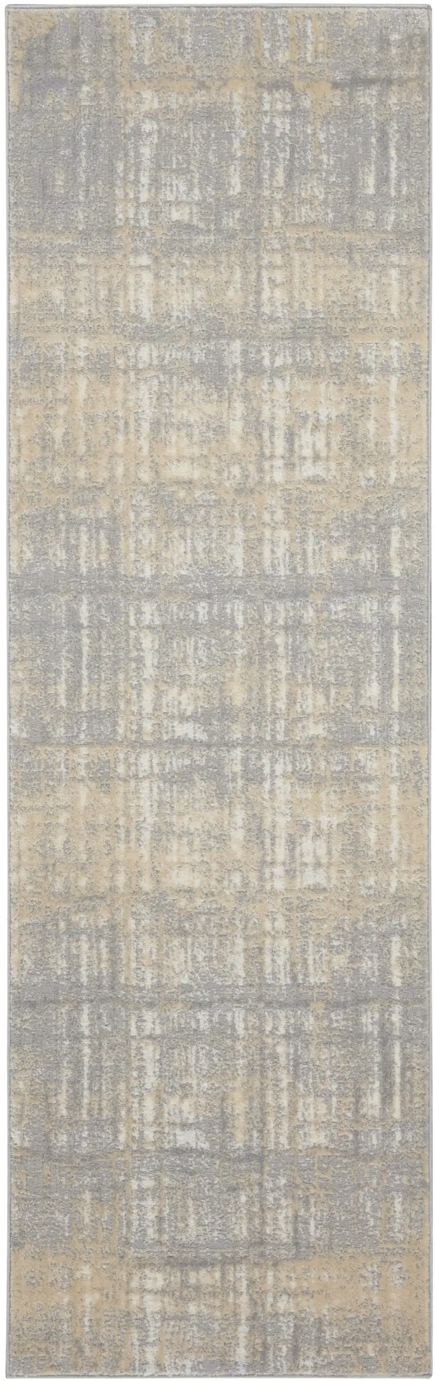 7' Gray Abstract Runner Rug Photo 7