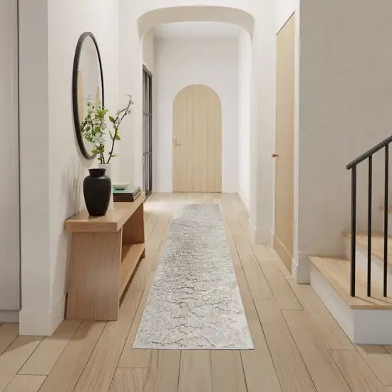 8' Gray Abstract Runner Rug Photo 2