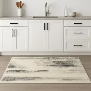 Photo of 8' Gray Abstract Runner Rug