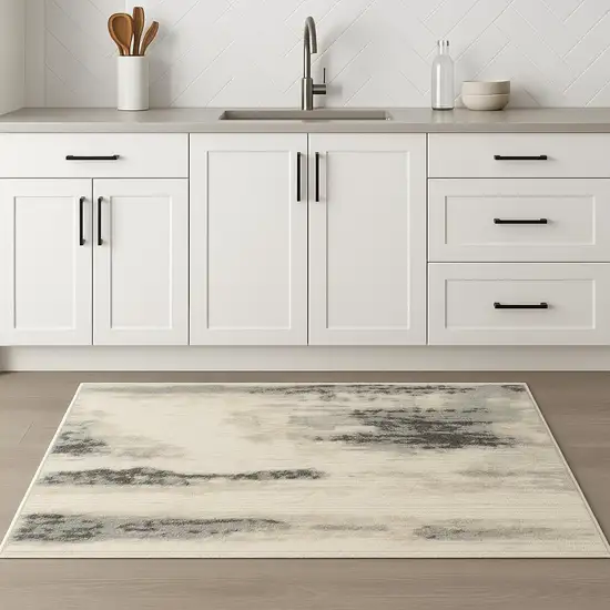 8' Gray Abstract Runner Rug Photo 1