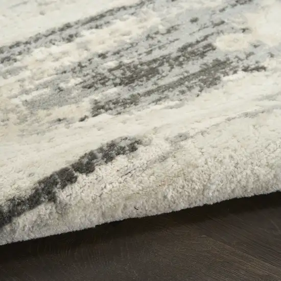 8' Gray Abstract Runner Rug Photo 9