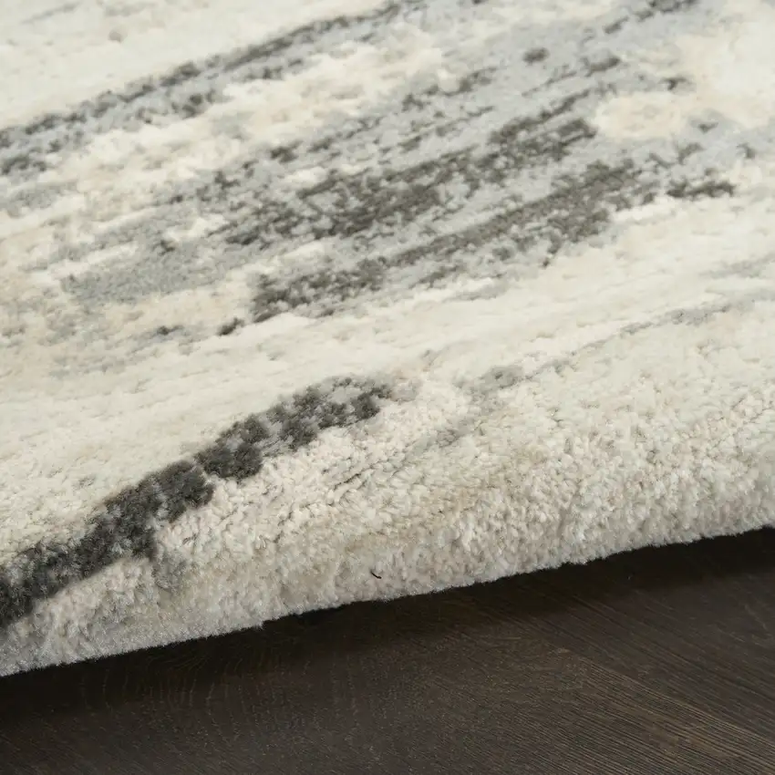 8' Gray Abstract Runner Rug Photo 9