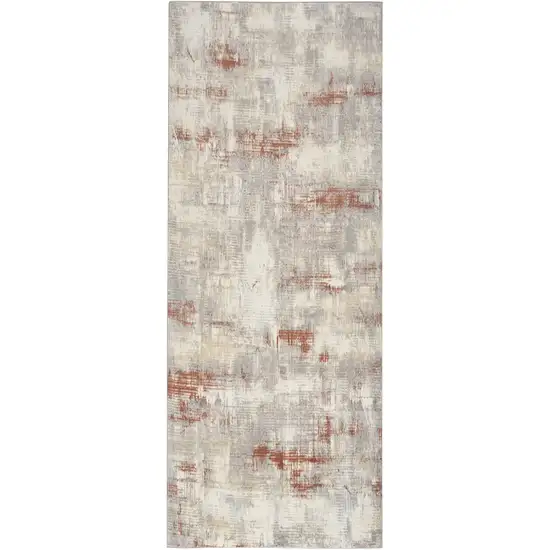 7' Gray Abstract Runner Rug Photo 2