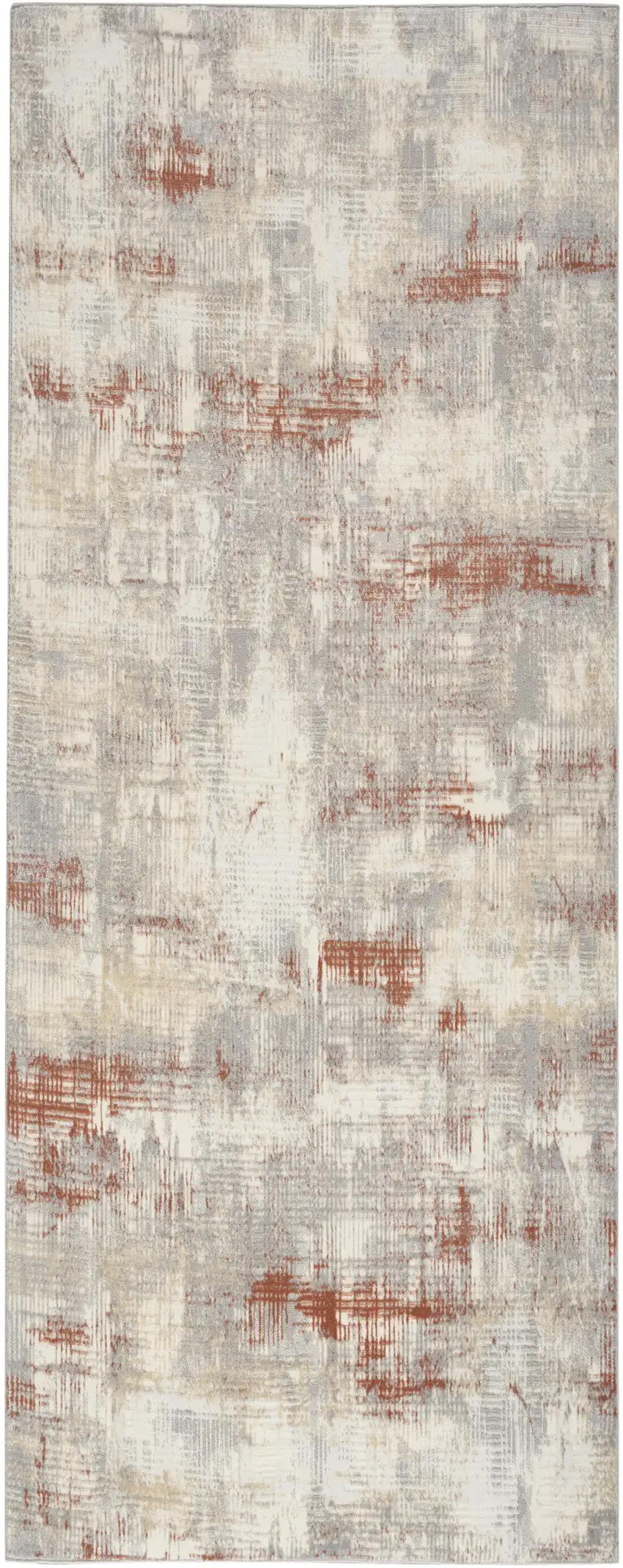 7' Gray Abstract Runner Rug Photo 2