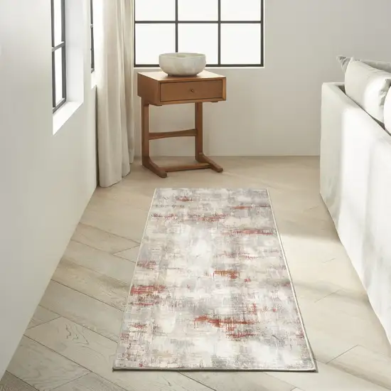 7' Gray Abstract Runner Rug Photo 5